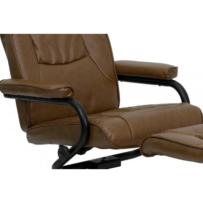 BLNK Rachel LeatherSoft Contemporary Multi-Position Recliner and Ottoman with Wrapped Base - Palimino