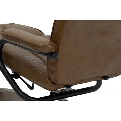 BLNK Rachel LeatherSoft Contemporary Multi-Position Recliner and Ottoman with Wrapped Base - Palimino