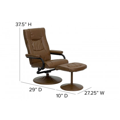 BLNK Rachel LeatherSoft Contemporary Multi-Position Recliner and Ottoman with Wrapped Base - Palimino