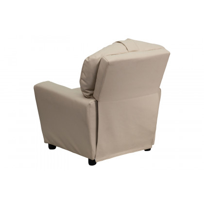 BLNK Chandler Vinyl Contemporary Kids Recliner with Cup Holder - Beige