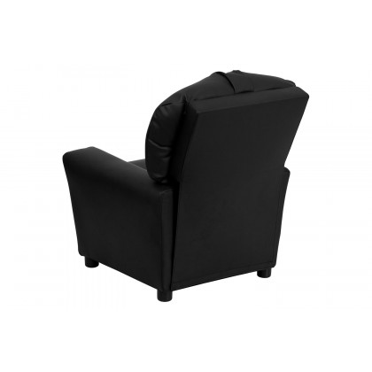 BLNK Chandler LeatherSoft Contemporary Kids Recliner with Cup Holder - Black