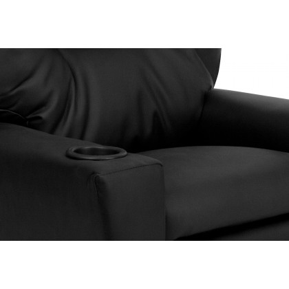 BLNK Chandler LeatherSoft Contemporary Kids Recliner with Cup Holder - Black