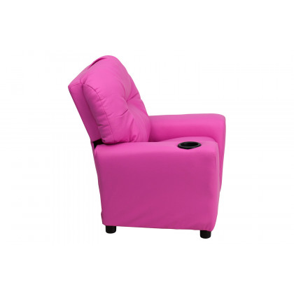 BLNK Chandler Vinyl Contemporary Kids Recliner with Cup Holder - Hot Pink