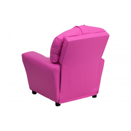 BLNK Chandler Vinyl Contemporary Kids Recliner with Cup Holder - Hot Pink
