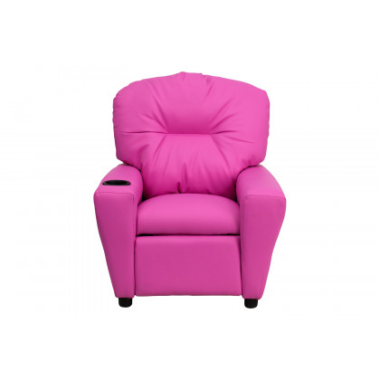 BLNK Chandler Vinyl Contemporary Kids Recliner with Cup Holder - Hot Pink