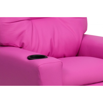 BLNK Chandler Vinyl Contemporary Kids Recliner with Cup Holder - Hot Pink