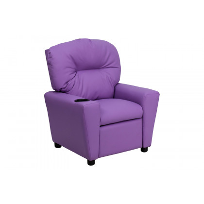 BLNK Chandler Vinyl Contemporary Kids Recliner with Cup Holder - Lavender