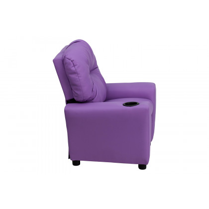 BLNK Chandler Vinyl Contemporary Kids Recliner with Cup Holder - Lavender