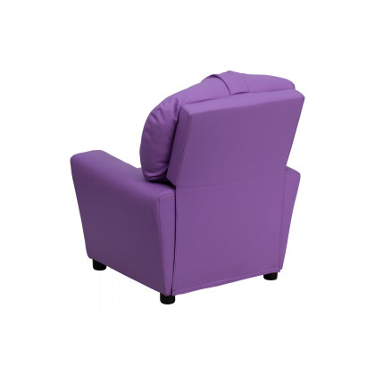 BLNK Chandler Vinyl Contemporary Kids Recliner with Cup Holder - Lavender