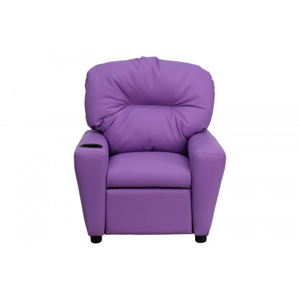 BLNK Chandler Vinyl Contemporary Kids Recliner with Cup Holder - Lavender
