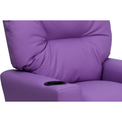 BLNK Chandler Vinyl Contemporary Kids Recliner with Cup Holder - Lavender