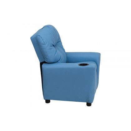 BLNK Chandler Vinyl Contemporary Kids Recliner with Cup Holder - Light Blue