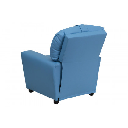 BLNK Chandler Vinyl Contemporary Kids Recliner with Cup Holder - Light Blue