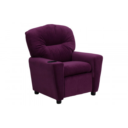 BLNK Chandler Microfiber Contemporary Kids Recliner with Cup Holder - Purple
