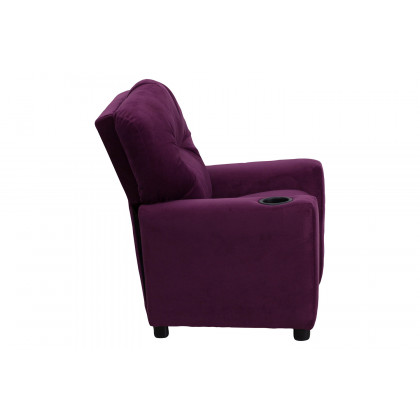 BLNK Chandler Microfiber Contemporary Kids Recliner with Cup Holder - Purple