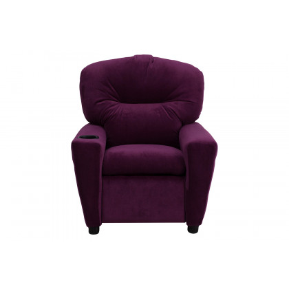 BLNK Chandler Microfiber Contemporary Kids Recliner with Cup Holder - Purple