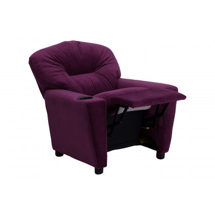 BLNK Chandler Microfiber Contemporary Kids Recliner with Cup Holder - Purple