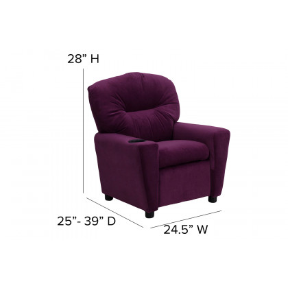 BLNK Chandler Microfiber Contemporary Kids Recliner with Cup Holder - Purple