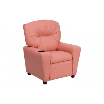 BLNK Chandler Vinyl Contemporary Kids Recliner with Cup Holder - Pink