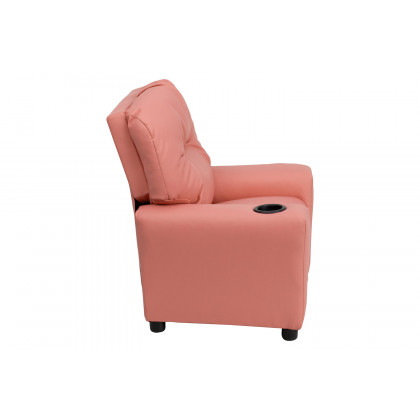 BLNK Chandler Vinyl Contemporary Kids Recliner with Cup Holder - Pink