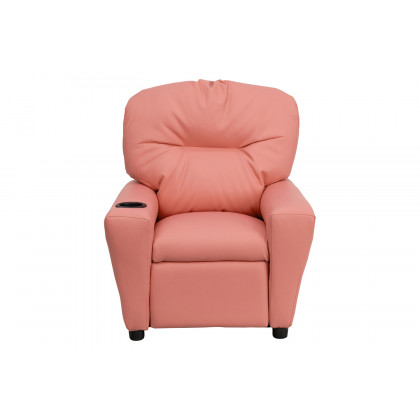 BLNK Chandler Vinyl Contemporary Kids Recliner with Cup Holder - Pink