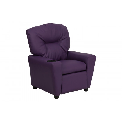 BLNK Chandler Vinyl Contemporary Kids Recliner with Cup Holder - Purple