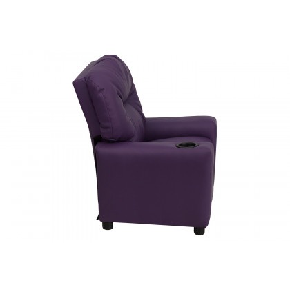 BLNK Chandler Vinyl Contemporary Kids Recliner with Cup Holder - Purple