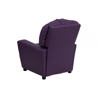 BLNK Chandler Vinyl Contemporary Kids Recliner with Cup Holder - Purple