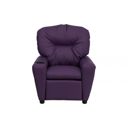 BLNK Chandler Vinyl Contemporary Kids Recliner with Cup Holder - Purple