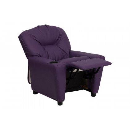 BLNK Chandler Vinyl Contemporary Kids Recliner with Cup Holder - Purple