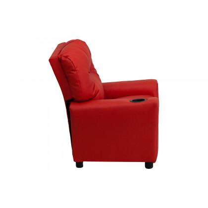BLNK Chandler Vinyl Contemporary Kids Recliner with Cup Holder - Red