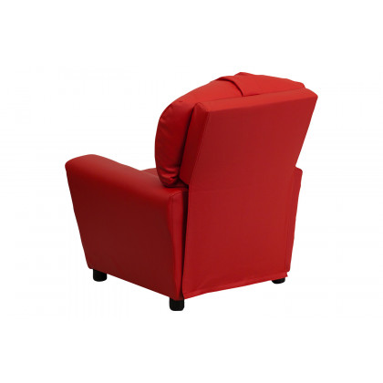 BLNK Chandler Vinyl Contemporary Kids Recliner with Cup Holder - Red