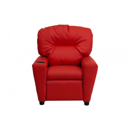 BLNK Chandler Vinyl Contemporary Kids Recliner with Cup Holder - Red