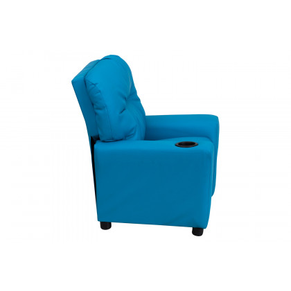 BLNK Chandler Vinyl Contemporary Kids Recliner with Cup Holder - Turquoise
