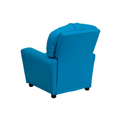 BLNK Chandler Vinyl Contemporary Kids Recliner with Cup Holder - Turquoise