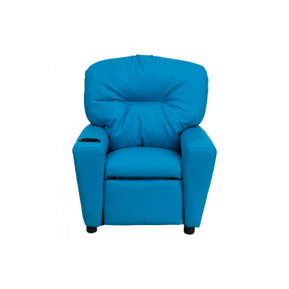 BLNK Chandler Vinyl Contemporary Kids Recliner with Cup Holder - Turquoise