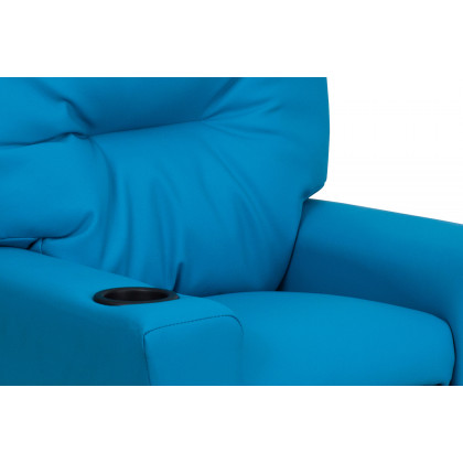 BLNK Chandler Vinyl Contemporary Kids Recliner with Cup Holder - Turquoise