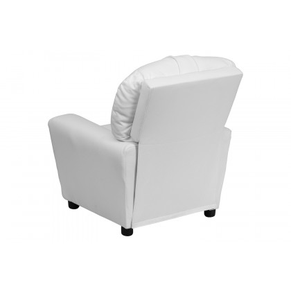 BLNK Chandler Vinyl Contemporary Kids Recliner with Cup Holder - White