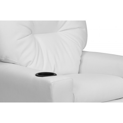 BLNK Chandler Vinyl Contemporary Kids Recliner with Cup Holder - White