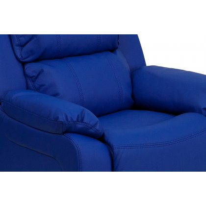 BLNK Charlie Deluxe Vinyl Padded Contemporary Kids Recliner with Storage Arms - Blue