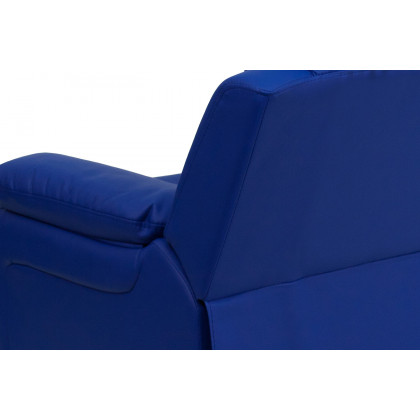 BLNK Charlie Deluxe Vinyl Padded Contemporary Kids Recliner with Storage Arms - Blue