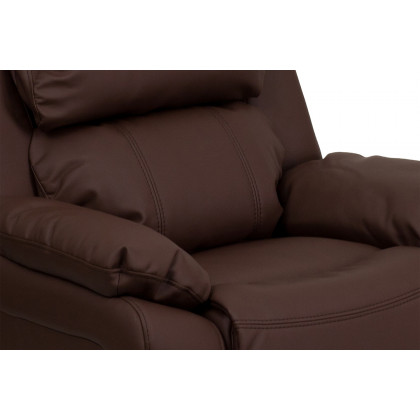 BLNK Charlie Deluxe LeatherSoft Padded Contemporary Kids Recliner with Storage Arms - Brown