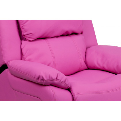 BLNK Charlie Deluxe Vinyl Padded Contemporary Kids Recliner with Storage Arms - Hot Pink