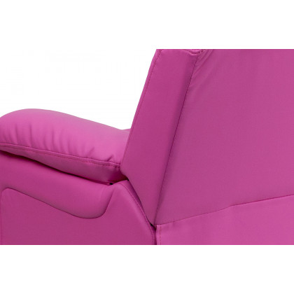 BLNK Charlie Deluxe Vinyl Padded Contemporary Kids Recliner with Storage Arms - Hot Pink