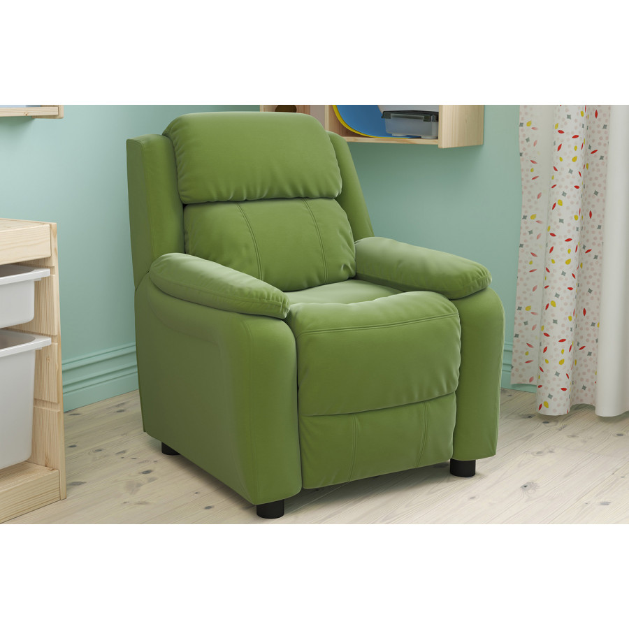 BLNK - Charlie Deluxe Microfiber Padded Contemporary Kids Recliner with Storage Arms