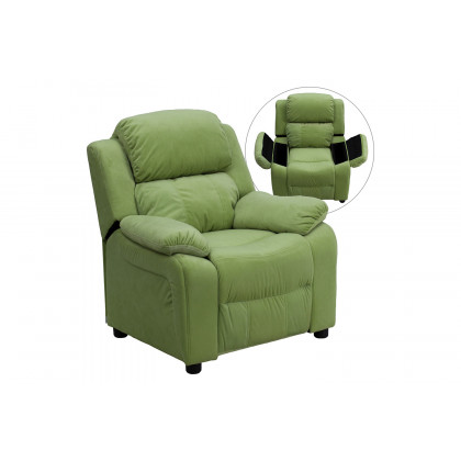 BLNK - Charlie Deluxe Microfiber Padded Contemporary Kids Recliner with Storage Arms