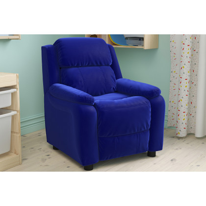 BLNK - Charlie Deluxe Microfiber Padded Contemporary Kids Recliner with Storage Arms