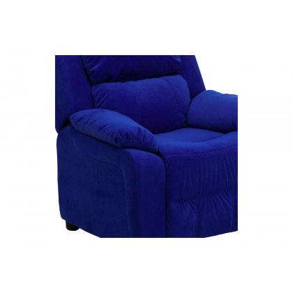BLNK Charlie Deluxe Microfiber Padded Contemporary Kids Recliner with Storage Arms - Blue