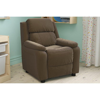BLNK - Charlie Deluxe Microfiber Padded Contemporary Kids Recliner with Storage Arms