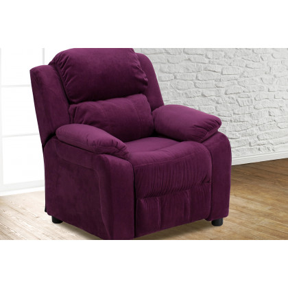 BLNK - Charlie Deluxe Microfiber Padded Contemporary Kids Recliner with Storage Arms